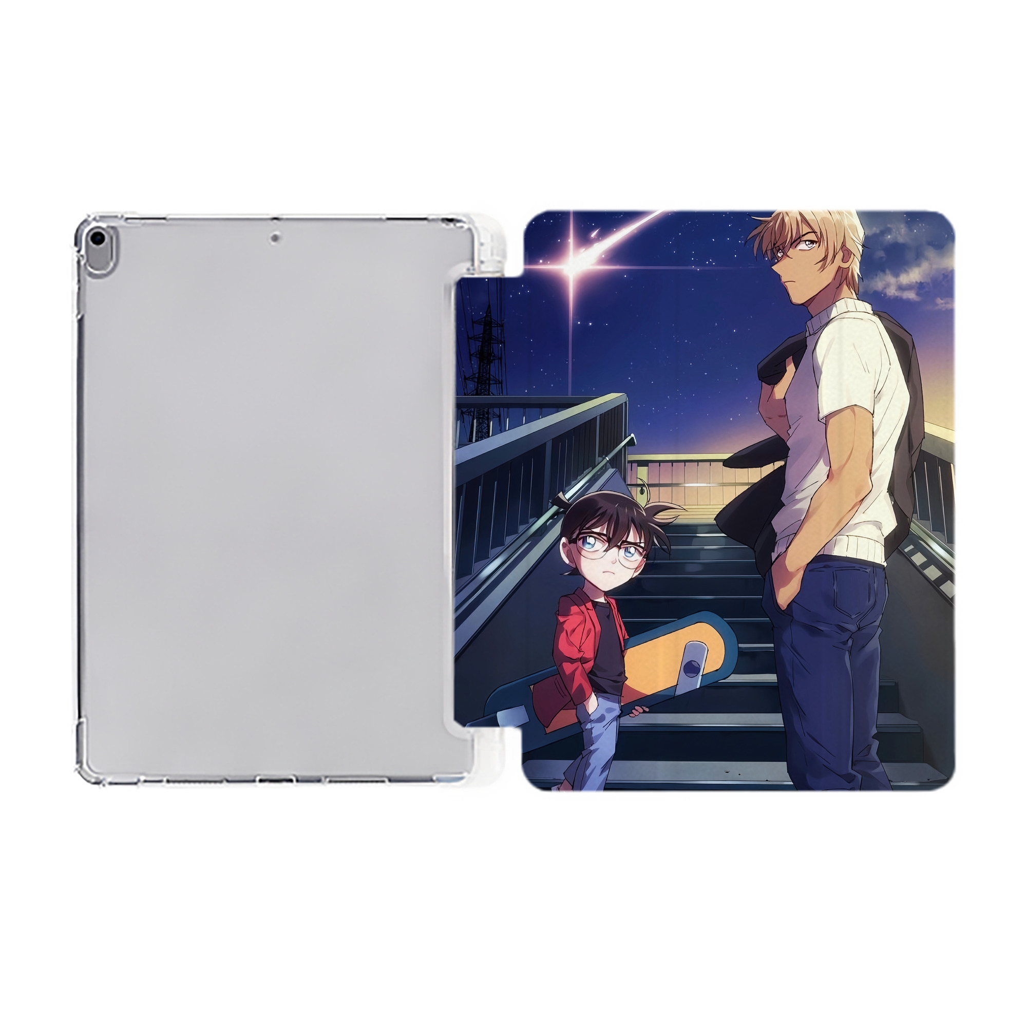 （画像用） 名探偵コナン Detective Conan IPad ケース ペン収納付き 三つ折りスタンド PUレザー×シリコン 対応機種9.5/10.5/10.9インチ